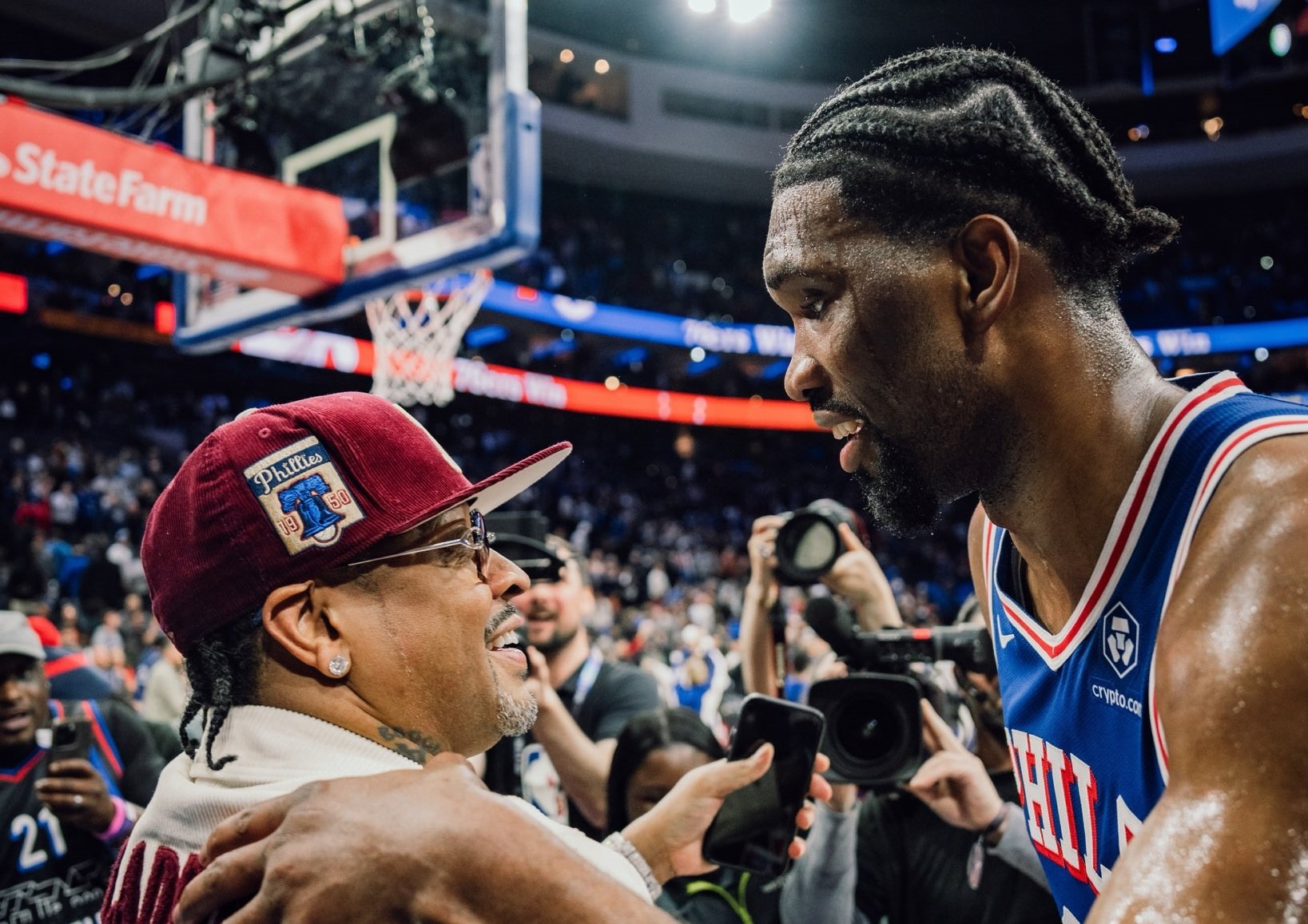 Embiid Returns as Hero to Defeat Thunder, Shares Embrace with Iverson